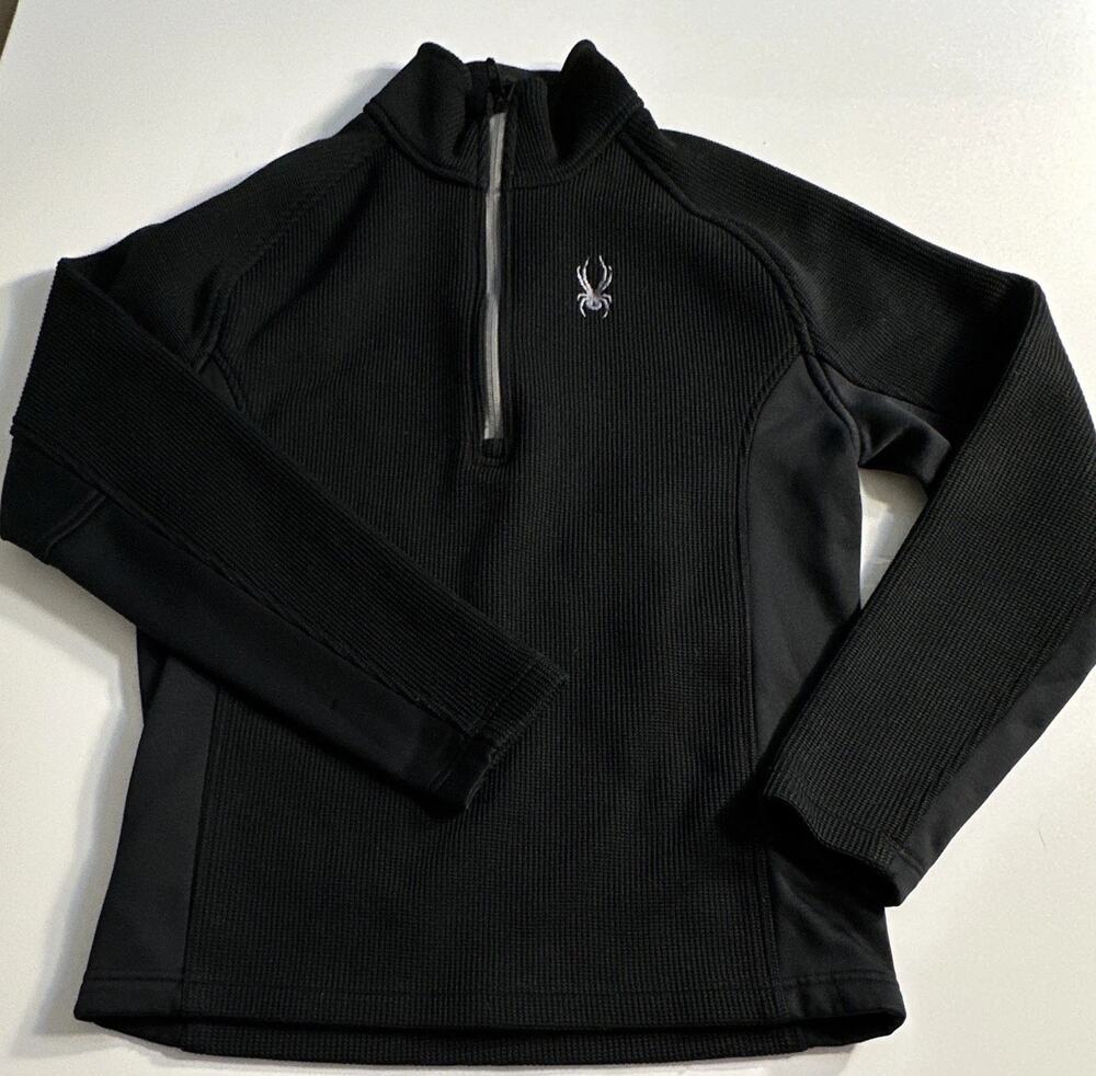 Men’s Small Spyder 1/4 Zip Pull Over Fleece Black EUC